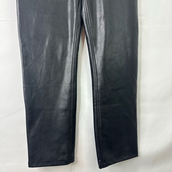 Abercrombie & Fitch 90s Straight Ultra High Rise Black Vegan Leather Pants 27 - Picture 6 of 13